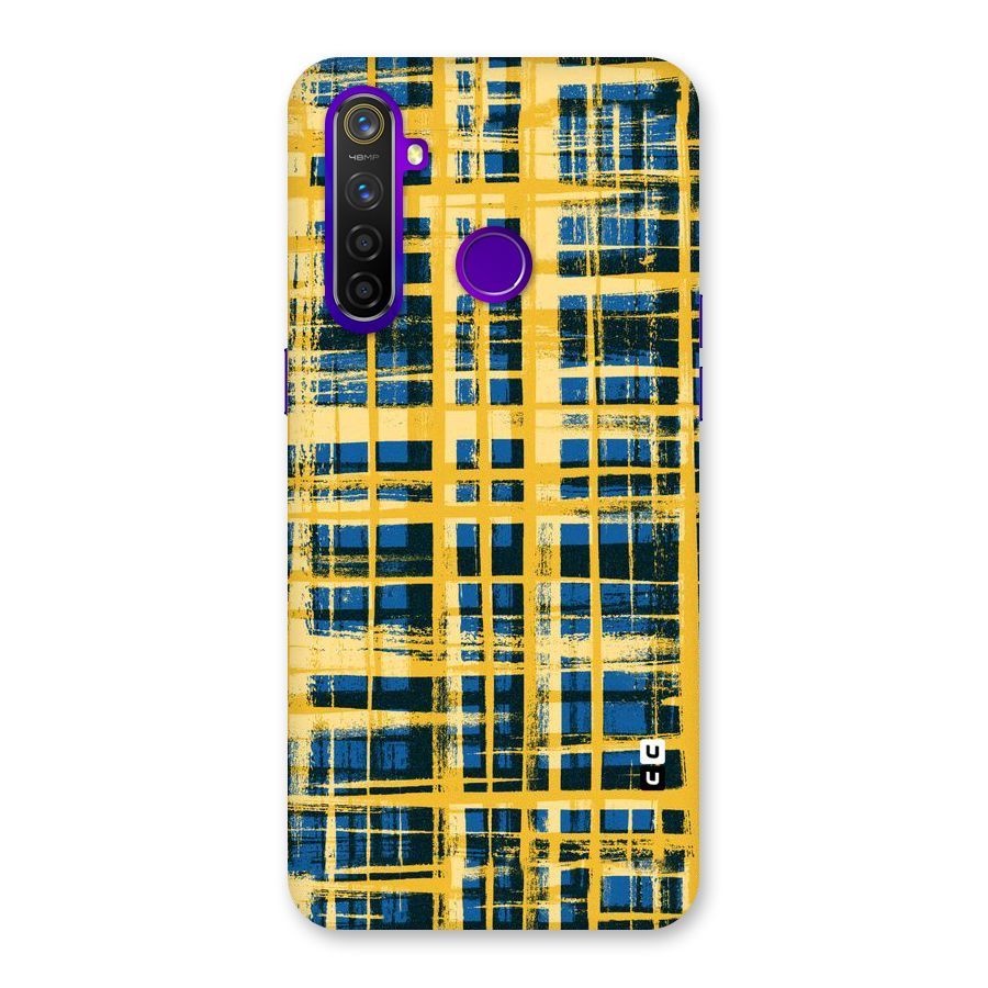 Yellow Rugged Check Design Back Case for Realme 5 Pro