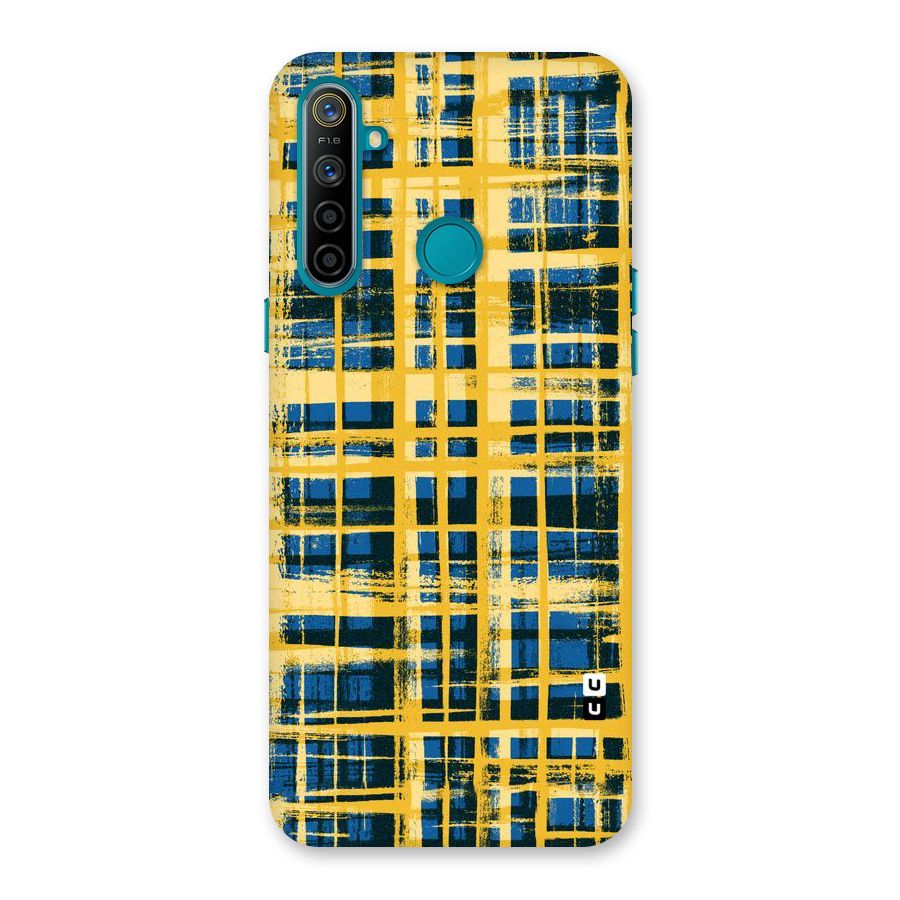 Yellow Rugged Check Design Back Case for Realme 5i