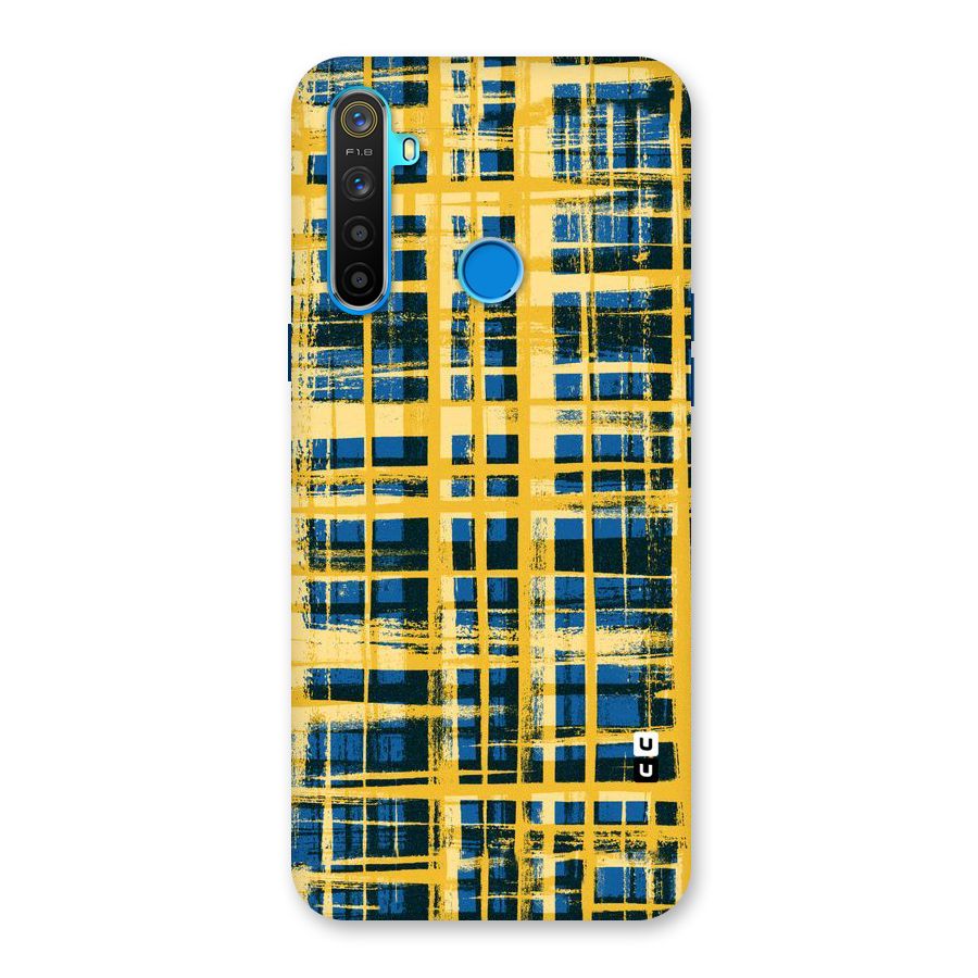 Yellow Rugged Check Design Back Case for Realme 5s