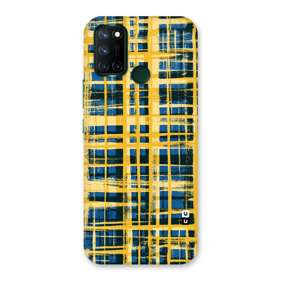 Yellow Rugged Check Design Back Case for Realme 7i
