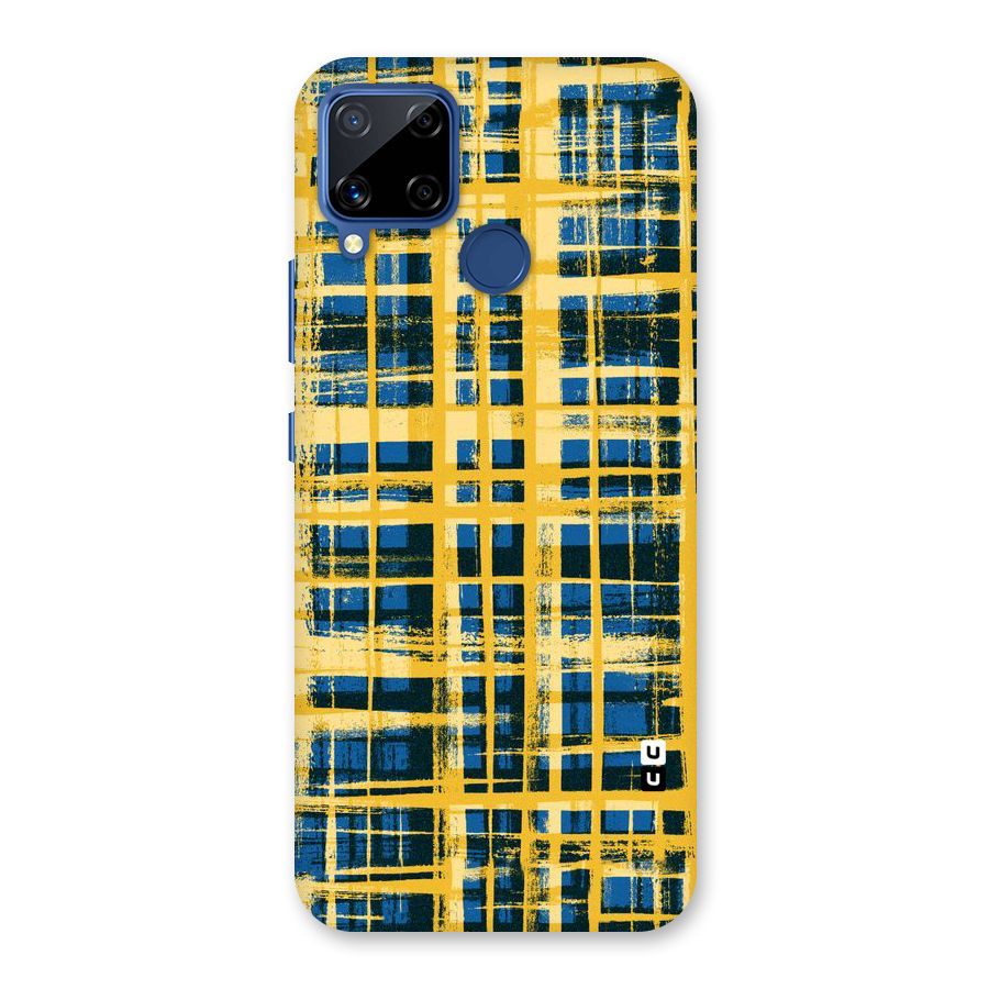 Yellow Rugged Check Design Back Case for Realme C15