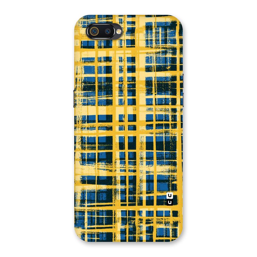 Yellow Rugged Check Design Back Case for Realme C2