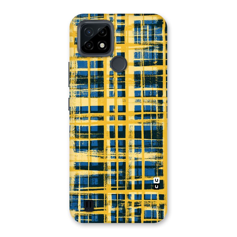 Yellow Rugged Check Design Back Case for Realme C21