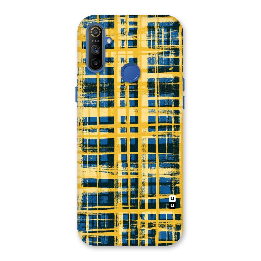 Yellow Rugged Check Design Back Case for Realme Narzo 10A