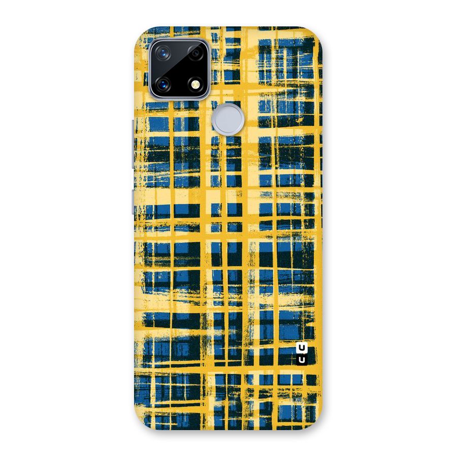 Yellow Rugged Check Design Back Case for Realme Narzo 20