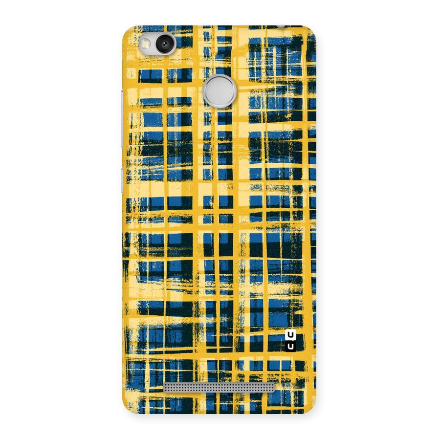 Yellow Rugged Check Design Back Case for Redmi 3S Prime