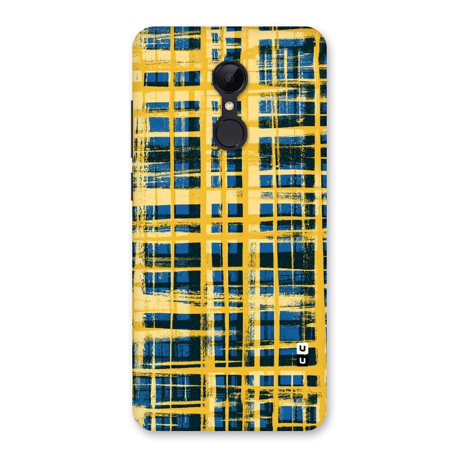 Yellow Rugged Check Design Back Case for Redmi 5