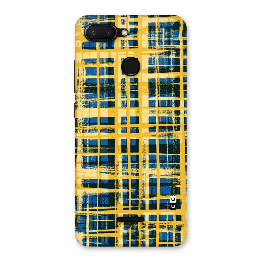 Yellow Rugged Check Design Back Case for Redmi 6