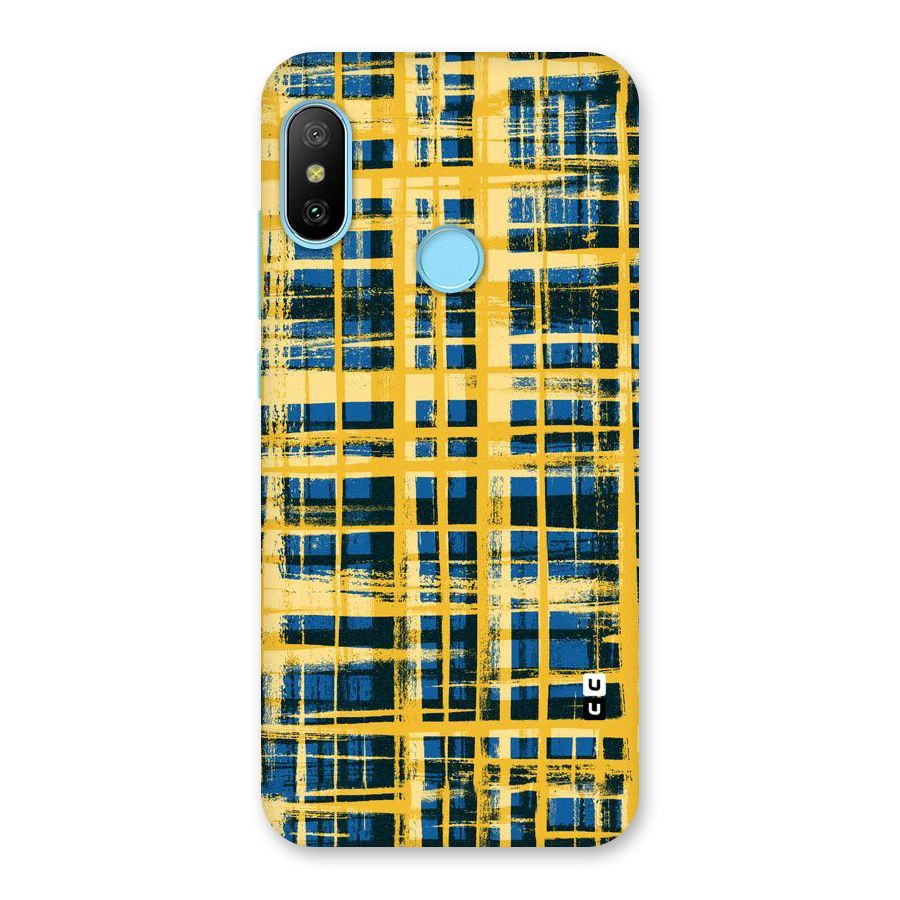 Yellow Rugged Check Design Back Case for Redmi 6 Pro