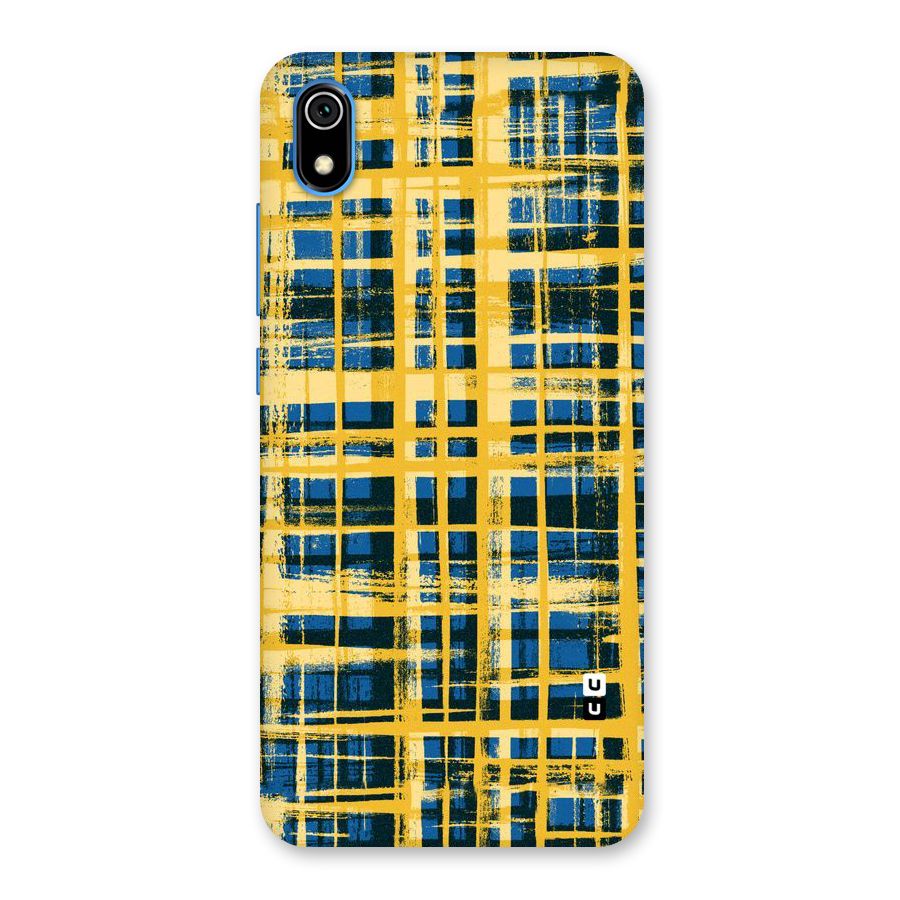 Yellow Rugged Check Design Back Case for Redmi 7A