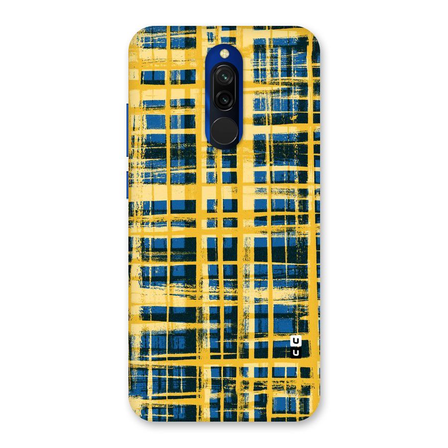 Yellow Rugged Check Design Back Case for Redmi 8