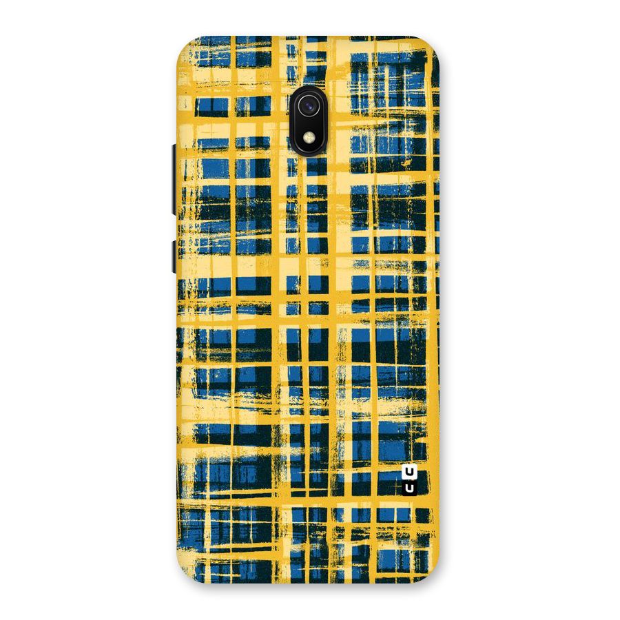 Yellow Rugged Check Design Back Case for Redmi 8A