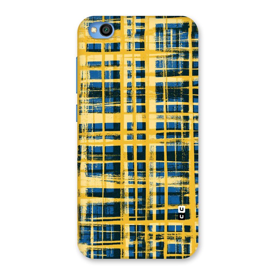 Yellow Rugged Check Design Back Case for Redmi Go