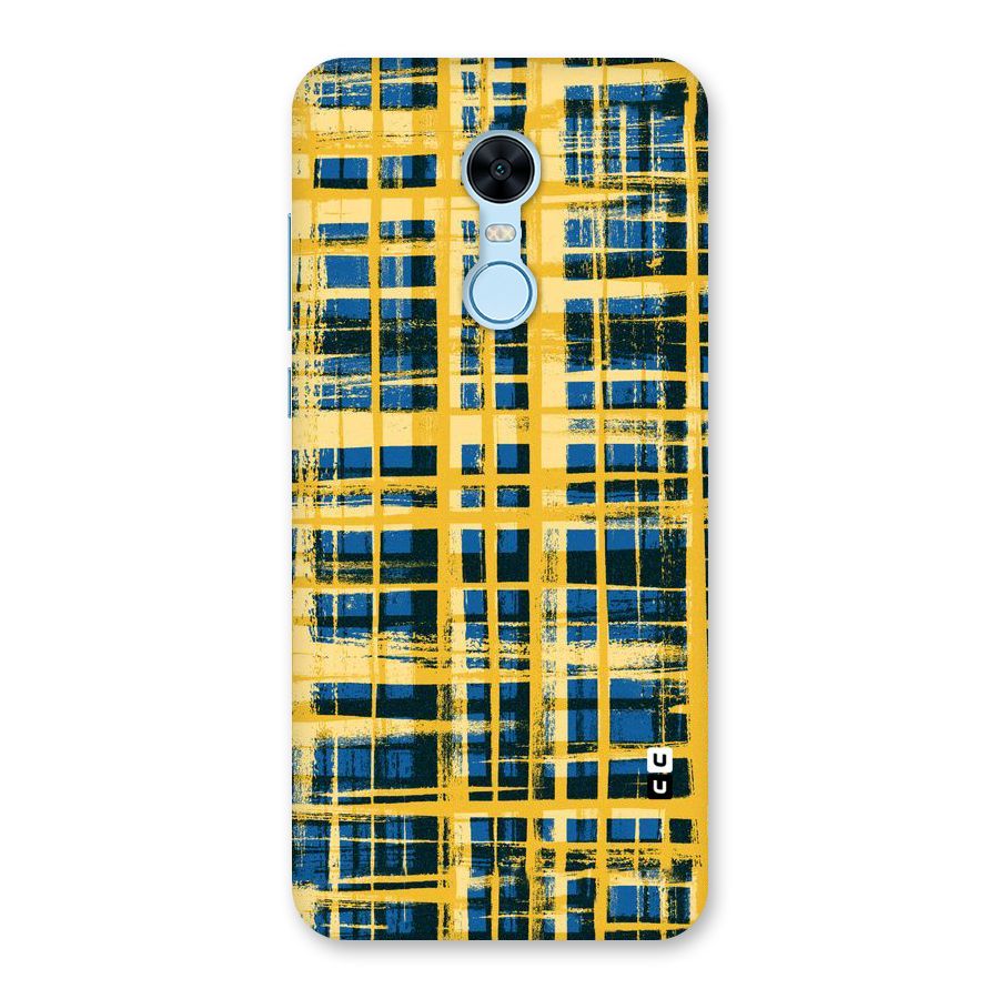 Yellow Rugged Check Design Back Case for Redmi Note 5