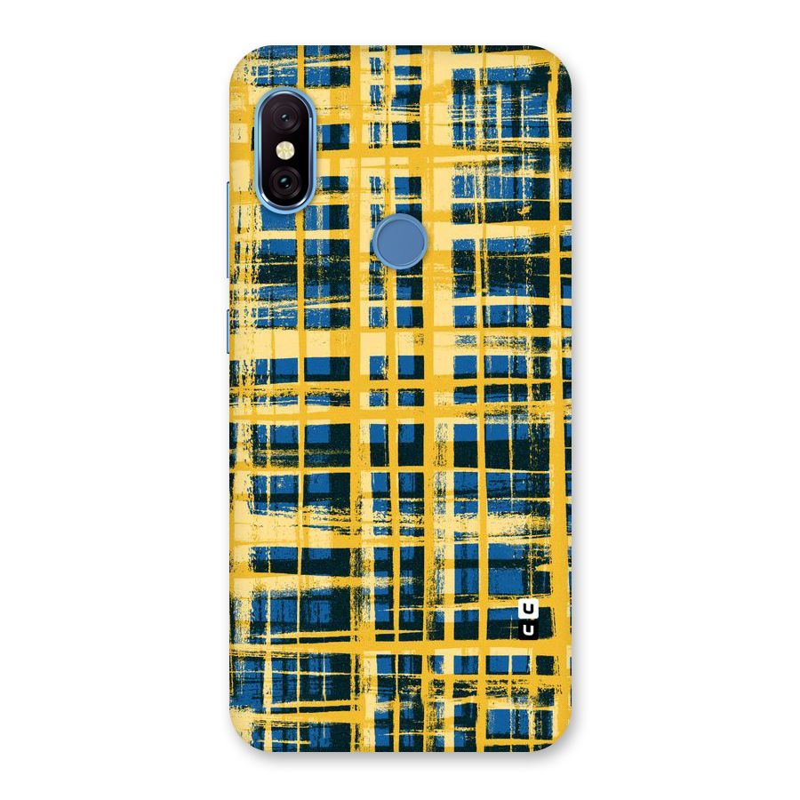 Yellow Rugged Check Design Back Case for Redmi Note 6 Pro