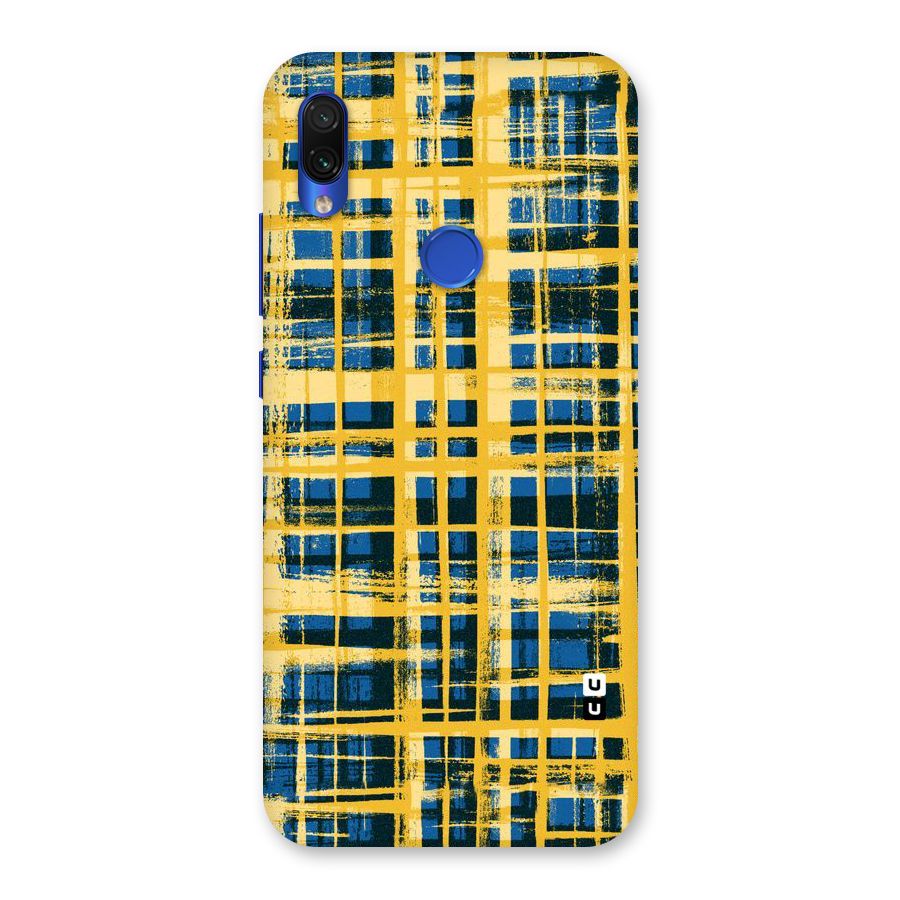 Yellow Rugged Check Design Back Case for Redmi Note 7S