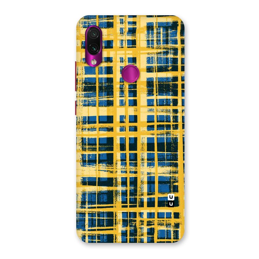 Yellow Rugged Check Design Back Case for Redmi Note 7 Pro