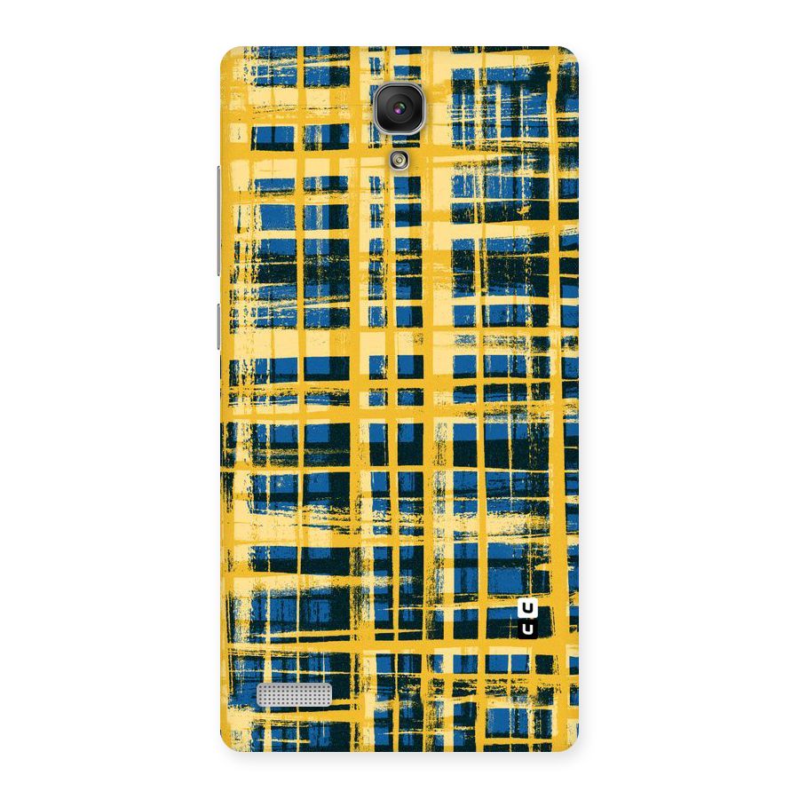 Yellow Rugged Check Design Back Case for Redmi Note Prime
