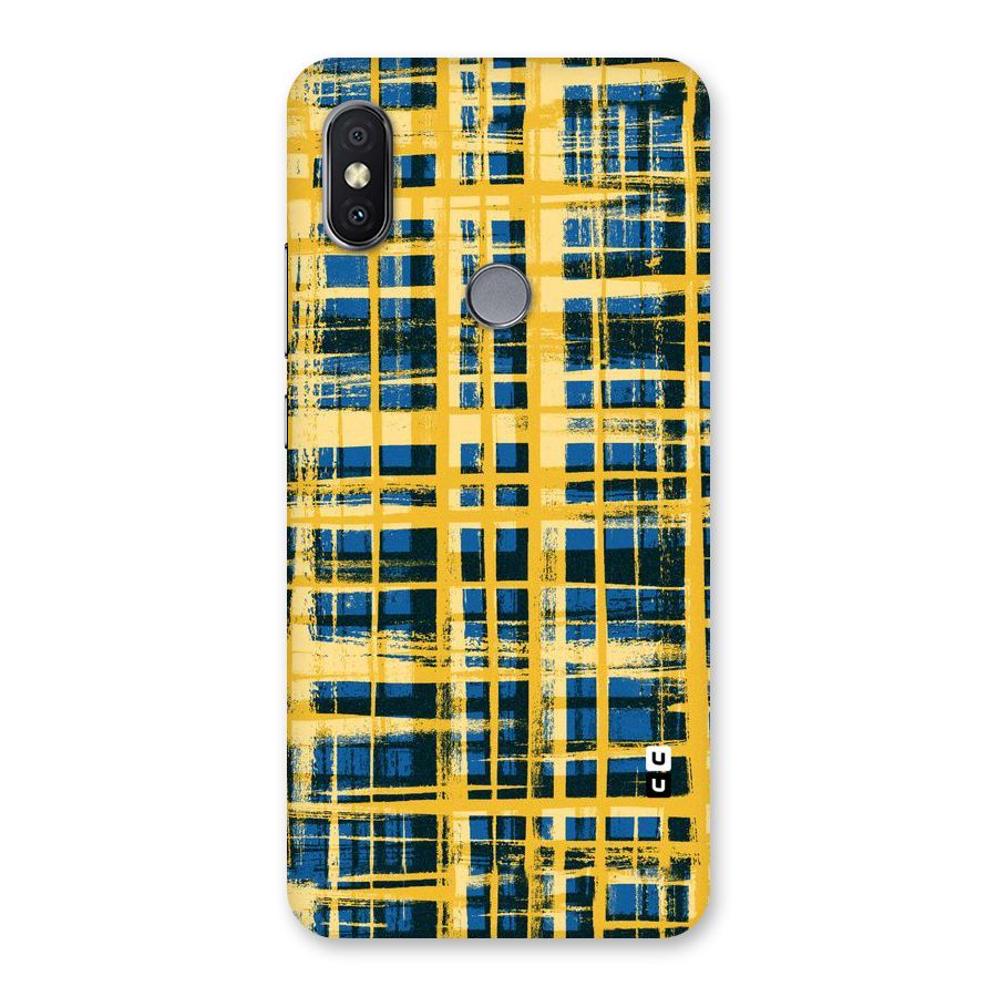 Yellow Rugged Check Design Back Case for Redmi Y2