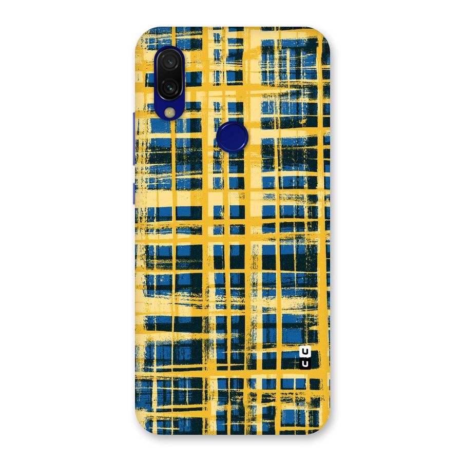 Yellow Rugged Check Design Back Case for Redmi Y3