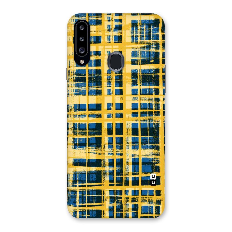 Yellow Rugged Check Design Back Case for Samsung Galaxy A20s