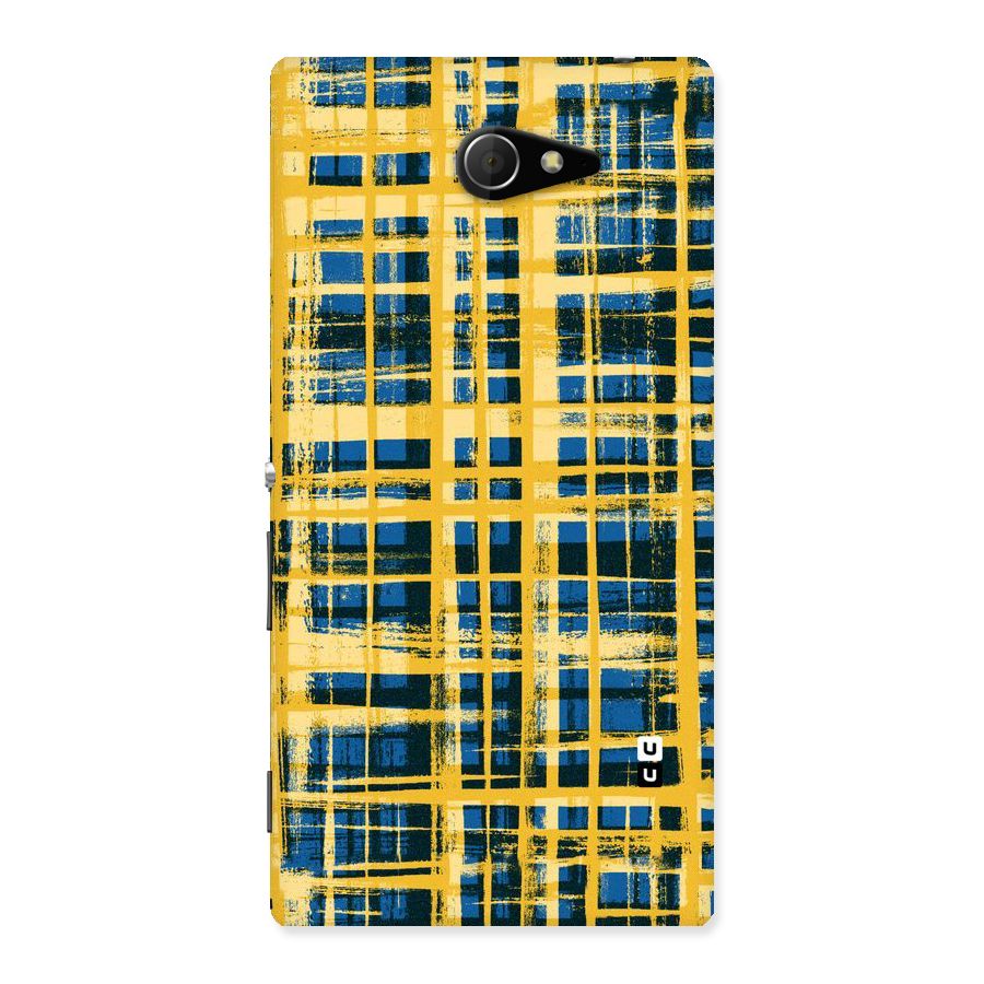 Yellow Rugged Check Design Back Case for Sony Xperia M2