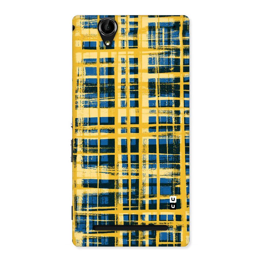 Yellow Rugged Check Design Back Case for Sony Xperia T2