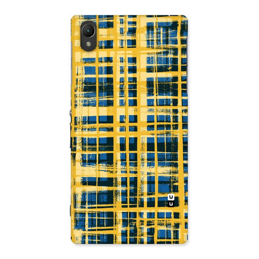 Yellow Rugged Check Design Back Case for Sony Xperia Z1