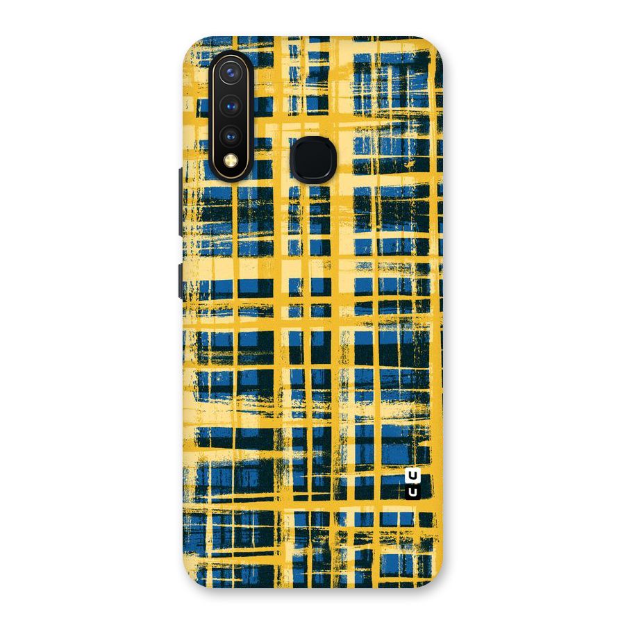 Yellow Rugged Check Design Back Case for Vivo U20