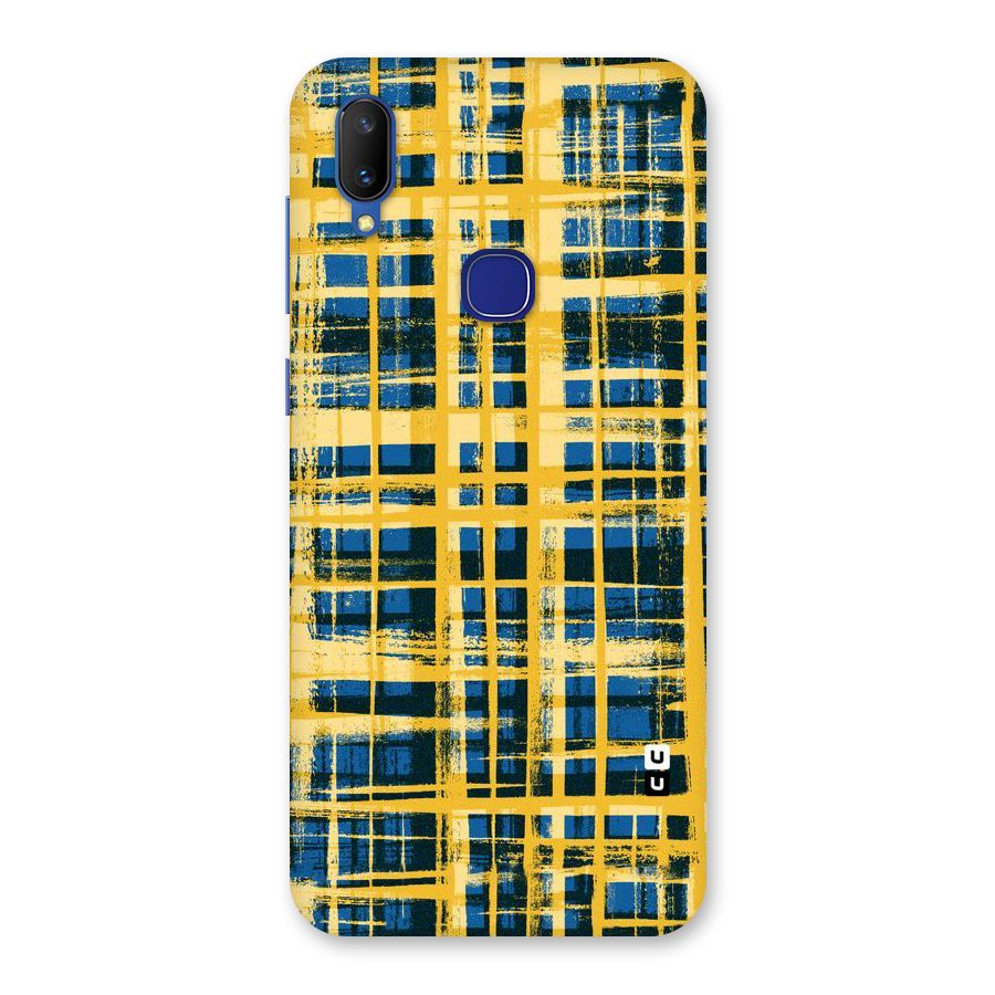 Yellow Rugged Check Design Back Case for Vivo V11