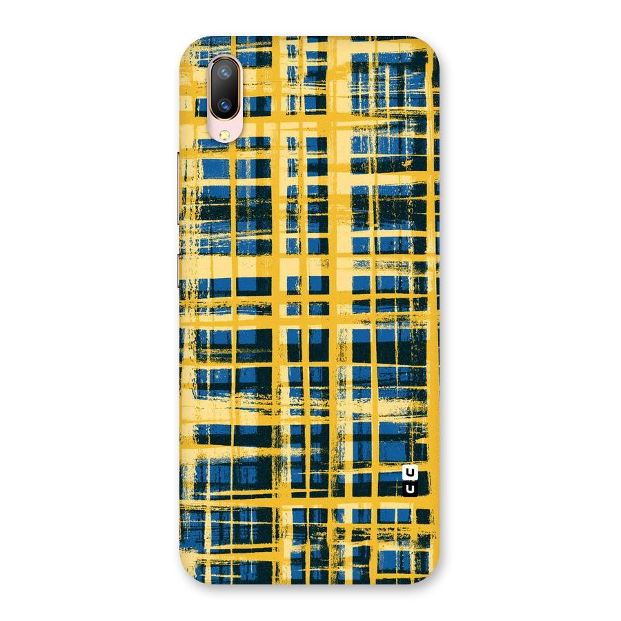 Yellow Rugged Check Design Back Case for Vivo V11 Pro