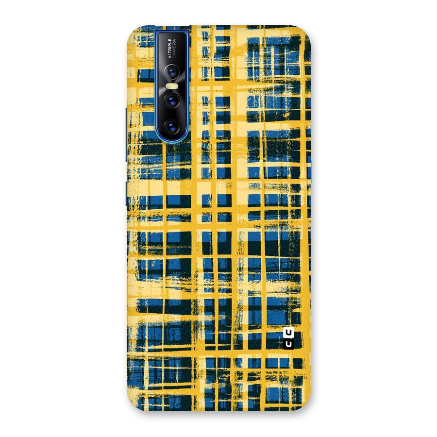 Yellow Rugged Check Design Back Case for Vivo V15 Pro