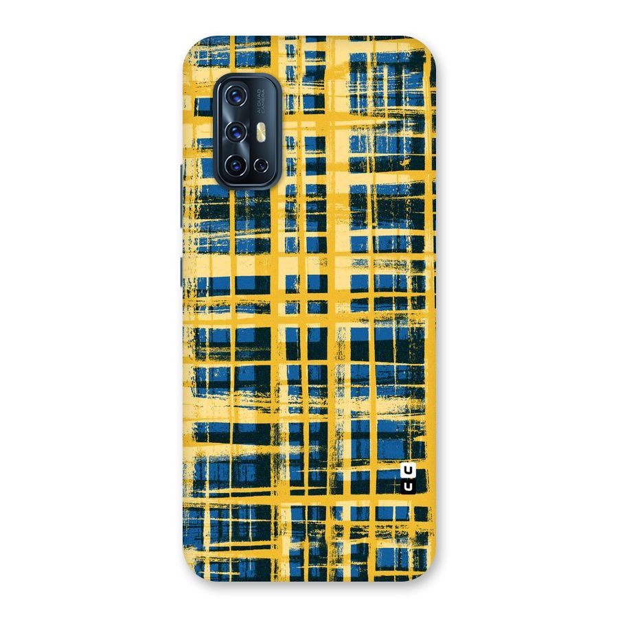 Yellow Rugged Check Design Back Case for Vivo V17