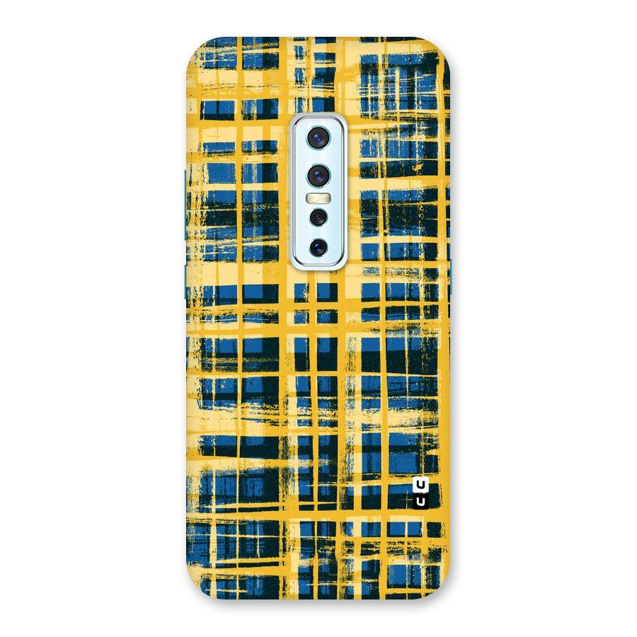 Yellow Rugged Check Design Back Case for Vivo V17 Pro
