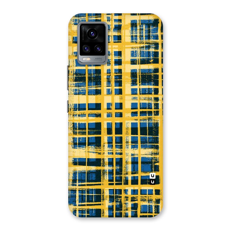 Yellow Rugged Check Design Back Case for Vivo V20