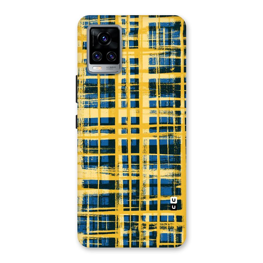 Yellow Rugged Check Design Back Case for Vivo V20 Pro