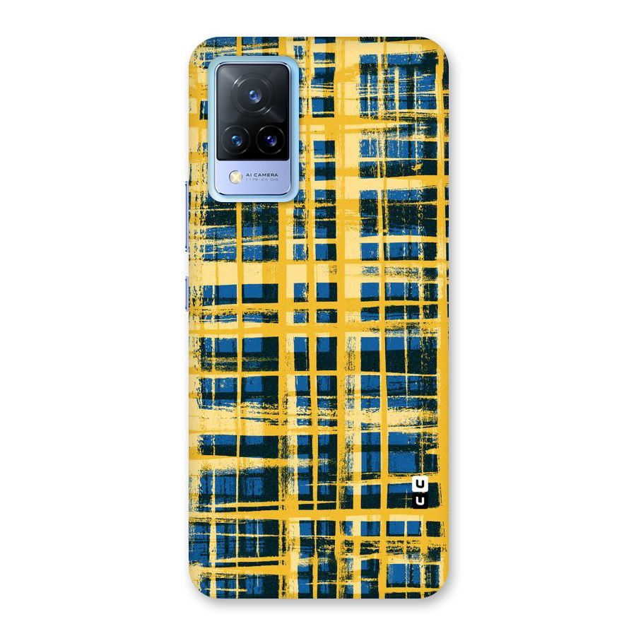 Yellow Rugged Check Design Back Case for Vivo V21 5G