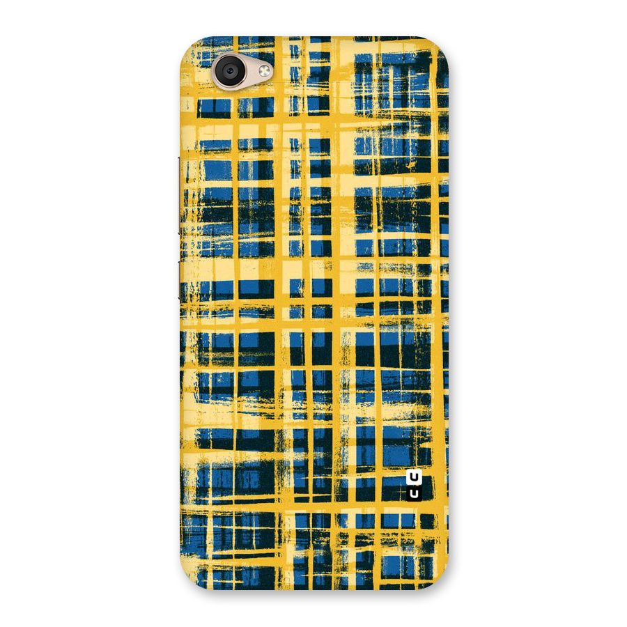 Yellow Rugged Check Design Back Case for Vivo V5 Plus