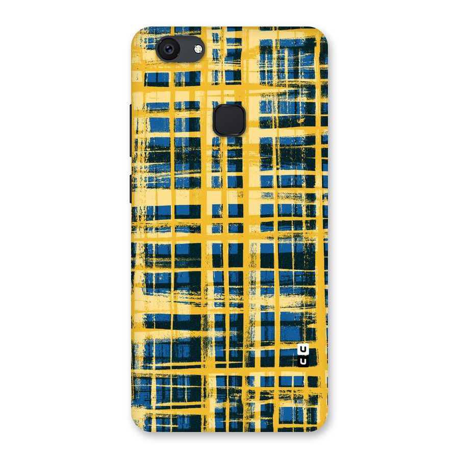 Yellow Rugged Check Design Back Case for Vivo V7 Plus