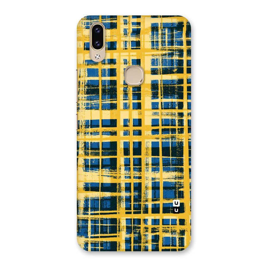 Yellow Rugged Check Design Back Case for Vivo V9 Youth