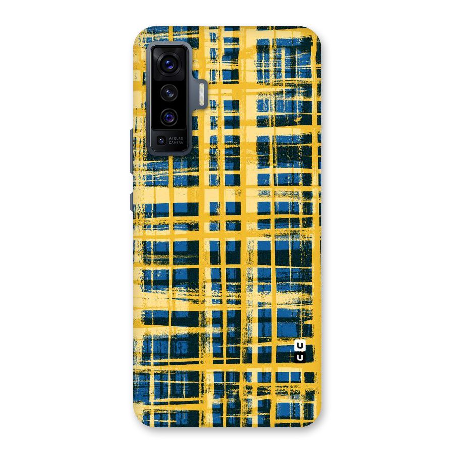 Yellow Rugged Check Design Back Case for Vivo X50