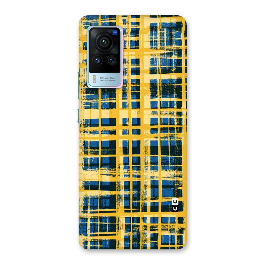 Yellow Rugged Check Design Back Case for Vivo X60 Pro