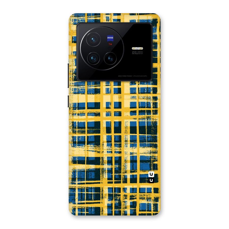 Yellow Rugged Check Design Back Case for Vivo X80