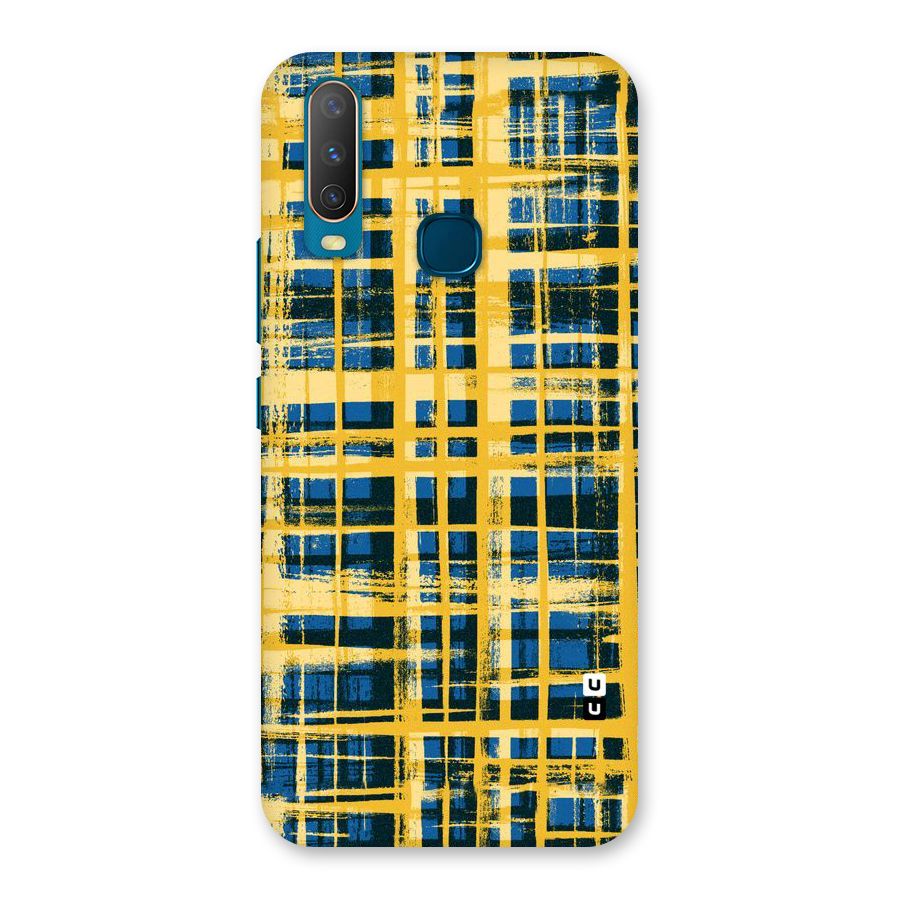 Yellow Rugged Check Design Back Case for Vivo Y17