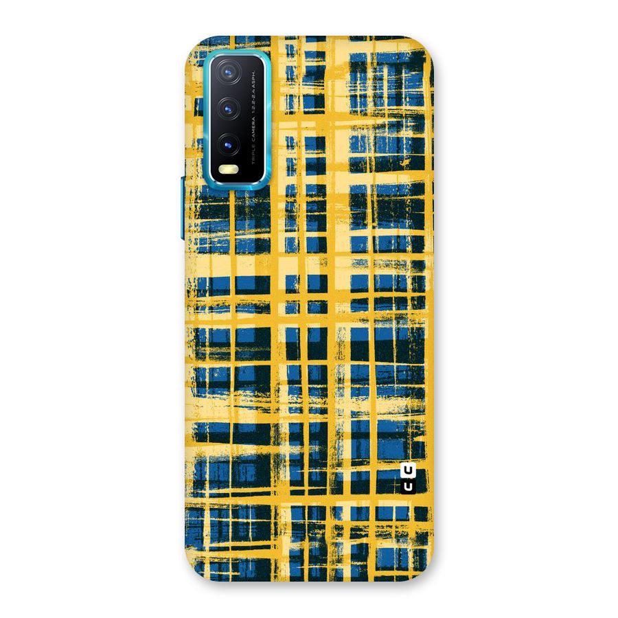 Yellow Rugged Check Design Back Case for Vivo Y20