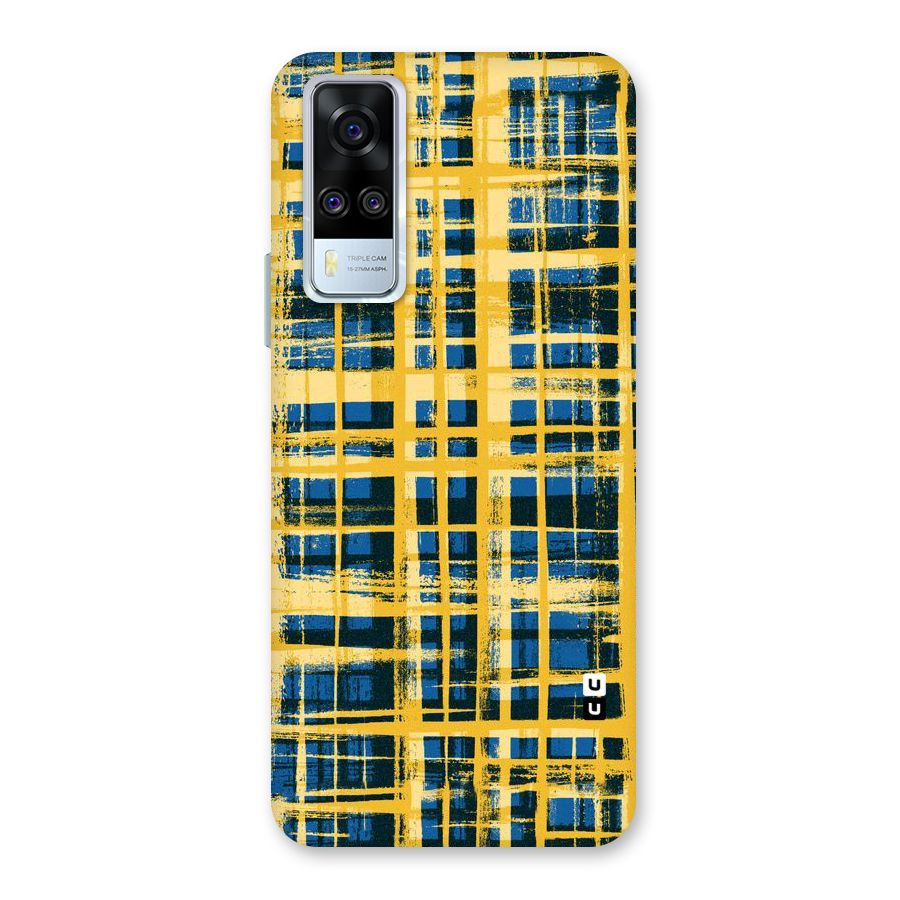 Yellow Rugged Check Design Back Case for Vivo Y31