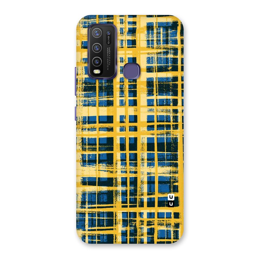 Yellow Rugged Check Design Back Case for Vivo Y50