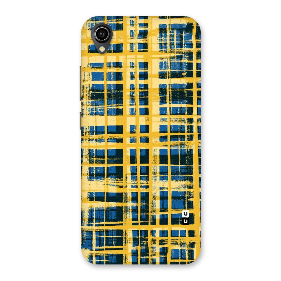 Yellow Rugged Check Design Back Case for Vivo Y90