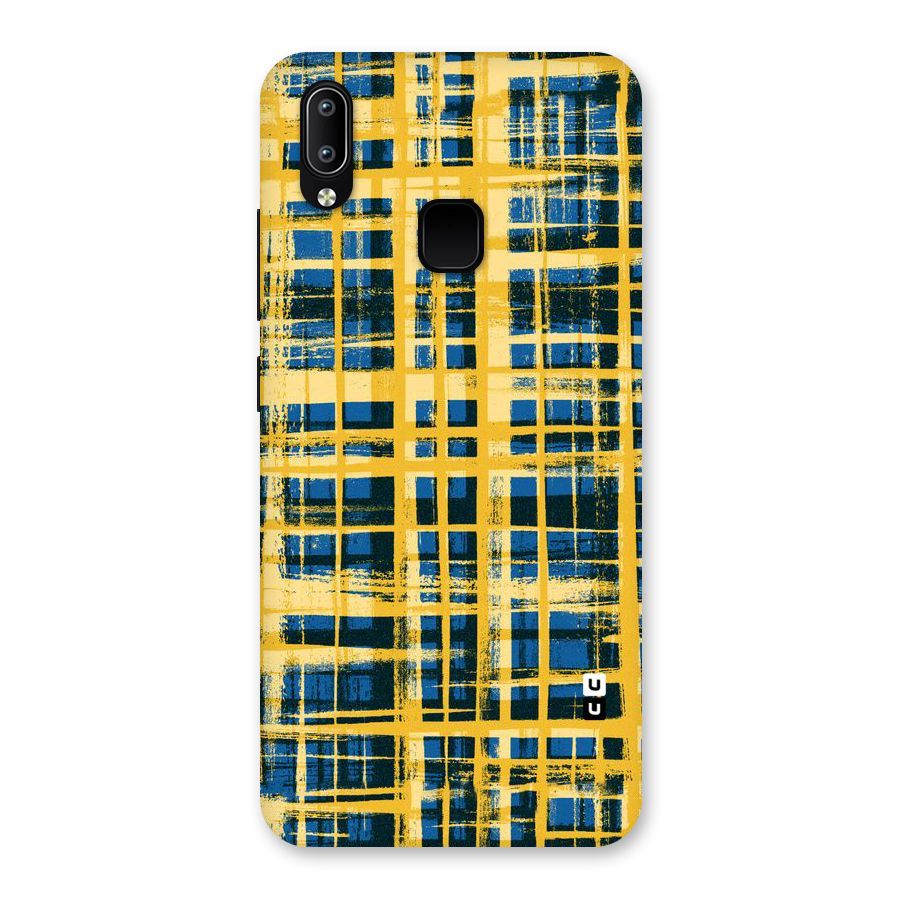 Yellow Rugged Check Design Back Case for Vivo Y93