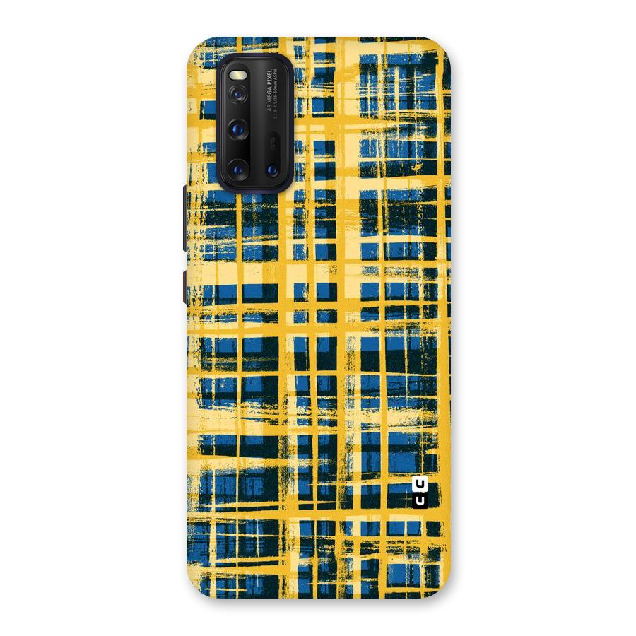 Yellow Rugged Check Design Back Case for Vivo iQOO 3